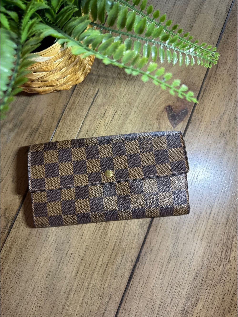Louis Vuitton Damier Ebene Sarah Wallet Brown Checkered Long Wallet